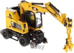Cat M323F Railroad Wheeled Excavator Safety Yellow Version in 150 scale by Die