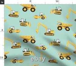 Round Tablecloth Digger Construction Cat Steam Roller Construction Cotton Sateen