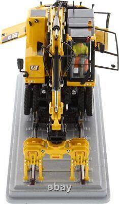 Chat M323F Excavatrice à roues pour chemin de fer Version jaune de sécurité à l'échelle 1:50 par Die