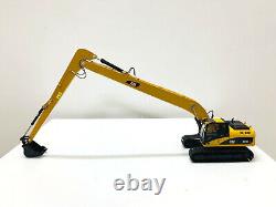 Chenille Caterpillar Cat 320D Excavatrice à long bras jaune à l'échelle 1:50 Véhicules de génie