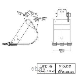 Seau 9 Mini Excavateur Pour Caterpillar Modèle Cat301 Mini Excavateur